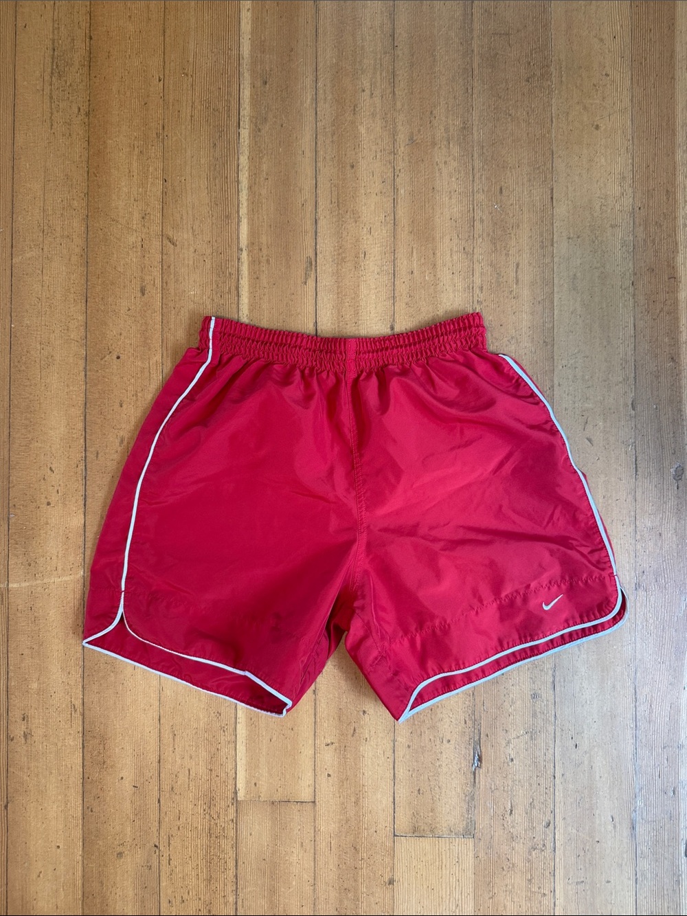 Nike Red Athletic Running Shorts with White Piping